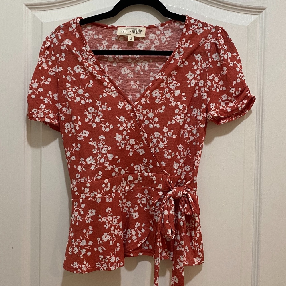 Sweet Wanderer faux wrap blouse Small